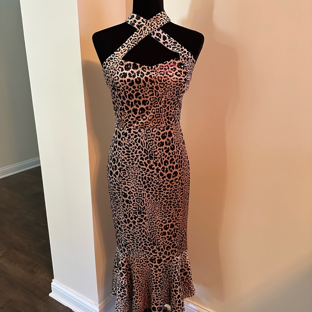 Unique Vintage Leopard Print size small vintage style wiggle dress New With Tags